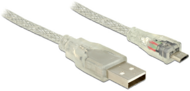 Delock Cable USB 2.0 Type-A apa - USB 2.0 Micro-B apa 0.5m - Áttetsző