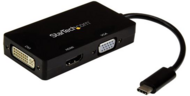 Startech CDPVGDVHDBP USB-C apa - DVI-I + VGA + HDMI anya adapter - Fekete