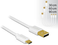 Delock 83679 USB 2.0 - USB 2.0 Micro-B (Apa-Apa) Adat- és Töltőkábel Multipack - Fehér (3db/csomag)