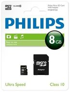 Philips 8GB microSDHC CL10 Memóriakártya + Adapter