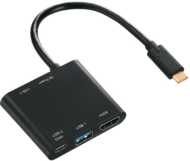 Hama 135729 USB-C apa - USB-C + 2x USB-A + HDMI anya adapter - Fekete