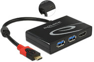 Delock 62854 USB-C 3.1 apa - 2x USB-A + HDMI anya adapter - Fekete