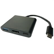 Value USB 3.1 C apa - HDMI anya + USB3.0 A anya + USB C anya Adapter Fekete