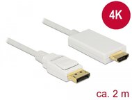 Delock 83818 DisplayPort - HDMI (apa - apa) kábel 2m - Fehér