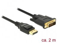Delock 85313 Displayport 1.2 apa > DVI 24+1 apa passzív Adapter kábel 2m Fekete