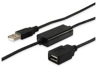 Equip 133311 Aktív USB 2.0 A-A hosszabbítókábel duplán árnyékolt 15m - Fekete