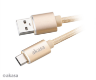 Akasa AK-CBUB34-10GL USB 2.0 A apa - USB 2.0 C Adat- és töltőkábel 1m - Arany