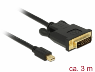 Delock 83990 mini Displayport apa > DVI 24+1 apa Adapter Kábel 3m Fekete