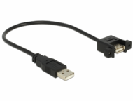 DeLOCK 85462 Panel-rögzíthető USB 2.0 hosszabbító kábel 0.25m - Fekete