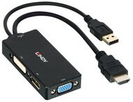 Lindy 38182 HDMI apa - DisplayPort anya/DVI anya/VGA anya Konverter Fekete