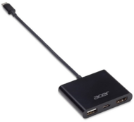 Acer NP.CAB1A.020 USB-C apa - USB-A + HDMI + DisplayPort anya adapter - Fekete