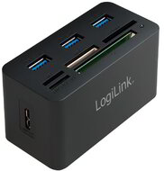 Logilink CR0042 USB 3.0 HUB (3 port) + Kártyaolvasó Fekete