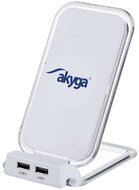 Akyga AK-QI-03 Wireless Indukciós töltő QI + 2x USB 2.0 gyorstöltő funkcióval Fehér