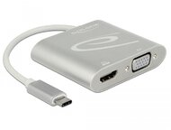 Delock 87705 USB-C apa - VGA + HDMI anya adapter - Ezüst