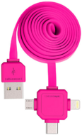 Allocacoc 9003PK/USBC15 3 az 1-ben kábel okostelefonokhoz 1.5m - Rózsaszín
