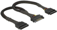 Delock 60135 SATA apa - 2x SATA anya kábel 0.25m - Fekete