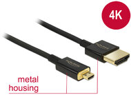 Delock HDMI M - micro HDMI M Adapterkábel (4K 3D Ethernet) 2m Fekete