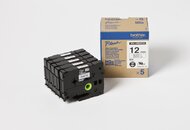 Brother Festékszalag HGE261V5 P-Touch, 36 mm fehér alapon fekete High grade tape, 5db-os csomag