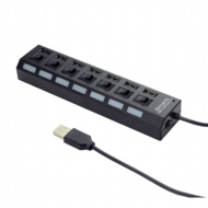 Gembird UHB-U2P7-03 USB 2.0 HUB (7 port) kapcsolókkal Fekete