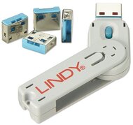 LINDY Dugó biztonsági USB + kulcs, kék (kulcs + 4db dugó)