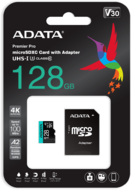 ADATA 128GB Premier Pro MICROSDXC, R/W up to 100/80 MB/s, Adapterrel