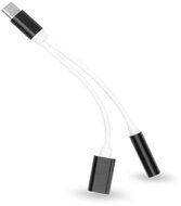 USB Type-C adapter 3,5 mm jack füllhallgatóhoz/Type-C töltőhöz - fekete/fehér