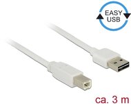 Delock Kábel, EASY-USB 2.0-s A-típusú csatlakozódugó > USB 2.0-s B-típusú csatlakozódugó, 3 m, fehér