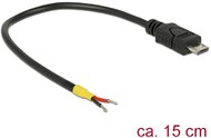 Delock USB 2.0-s kábel Micro-B-csatlakozódugóval > 2 db nyitott vezetékkel, 15 cm Raspberry Pi