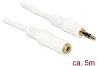 Delock Stereo Jack hosszabbító kábel 3.5 mm 3 pin apa > anya 5 m fehér