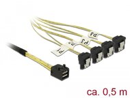 Delock Kábel Mini SAS HD SFF-8643 > 4 x SATA 7 Pin, ívelt, 0,5 m