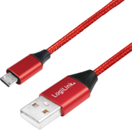 LOGILINK - USB-A 2.0 cable to micro-USB male, red, 0.3m
