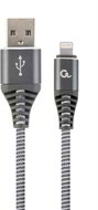 Gembird Premium cotton braided 8-pin charging and data cable, 2m, spacegrey/whit