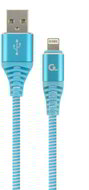 Gembird Premium cotton braided 8-pin charging and data cable, 2m, turquoise/whit