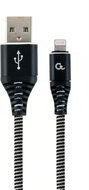 Gembird Premium cotton braided 8-pin cable charging and data cable,2m,black/whit