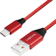 LOGILINK - USB 2.0 cable USB-A male to USB-C male, red, 0.3m