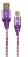 Gembird Premium cotton braided Type-C USB charging and data cable,2m,purple/whit