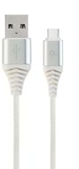 Gembird Premium cotton braided Type-C USB charging and data cable,2m,silver/whit