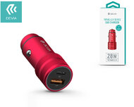 Devia szivargyújtós töltő adapter USB + Type-C bemenettel - 5V/3A - Devia Traveller Series PD Quick Car Charger - red