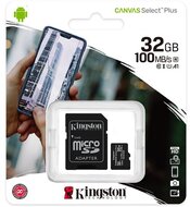 Kingston 32GB Canvas Select Plus MicroSDHC 100R A1 CL10 + Adapter /SDCS2/32GB/