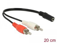 Delock Audio (Hang)kábel 2 x RCA apa  1 x 3,5 mm 3 tűs Sztereo Jack 20 cm