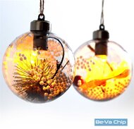 Gömb alakú /E/ 8cm meleg fehér műanyag-akril LED-es fénydekoráció