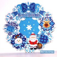 3D karácsonyi koszorú mintás/39x39cm karton/kék dekoráció