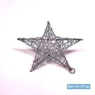 Csillag alakú 15cm/ezüst színű festett fém dekoráció