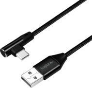 LOGILINK - USB 2.0 Cable USB-A male to USB-C (90° angled) male, 1m