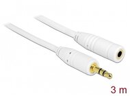 Delock Kábel - 83769 (3,5 mm Jack Hosszabbító kábel, apa/anya, 3 pin, fehér, 3m)