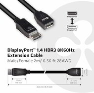 Club 3D DisplayPort 1.4 HBR3 Extension kábel 8K60Hz M/F 2m /6.56ft
