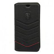Ferrari Heritage iPhone 7 Plus tűzdelt valódi bőr kinyitható fekete tok