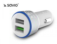 SAVIO SA-06/W Autoladegerät mit Quick Charge 3.0, 2xUSB, weiße