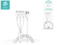 Devia USB töltő- és adatkábel 1,2 m-es vezetékkel - Devia Smart Series 3in1 for Lightning/Android/Type-C - 2A - white