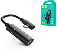 HOCO USB Type-C + 3.5 mm jack adapter egyidőben történő töltéshez és zenehallgatáshoz - HOCO LS19 2in1 Converter - black